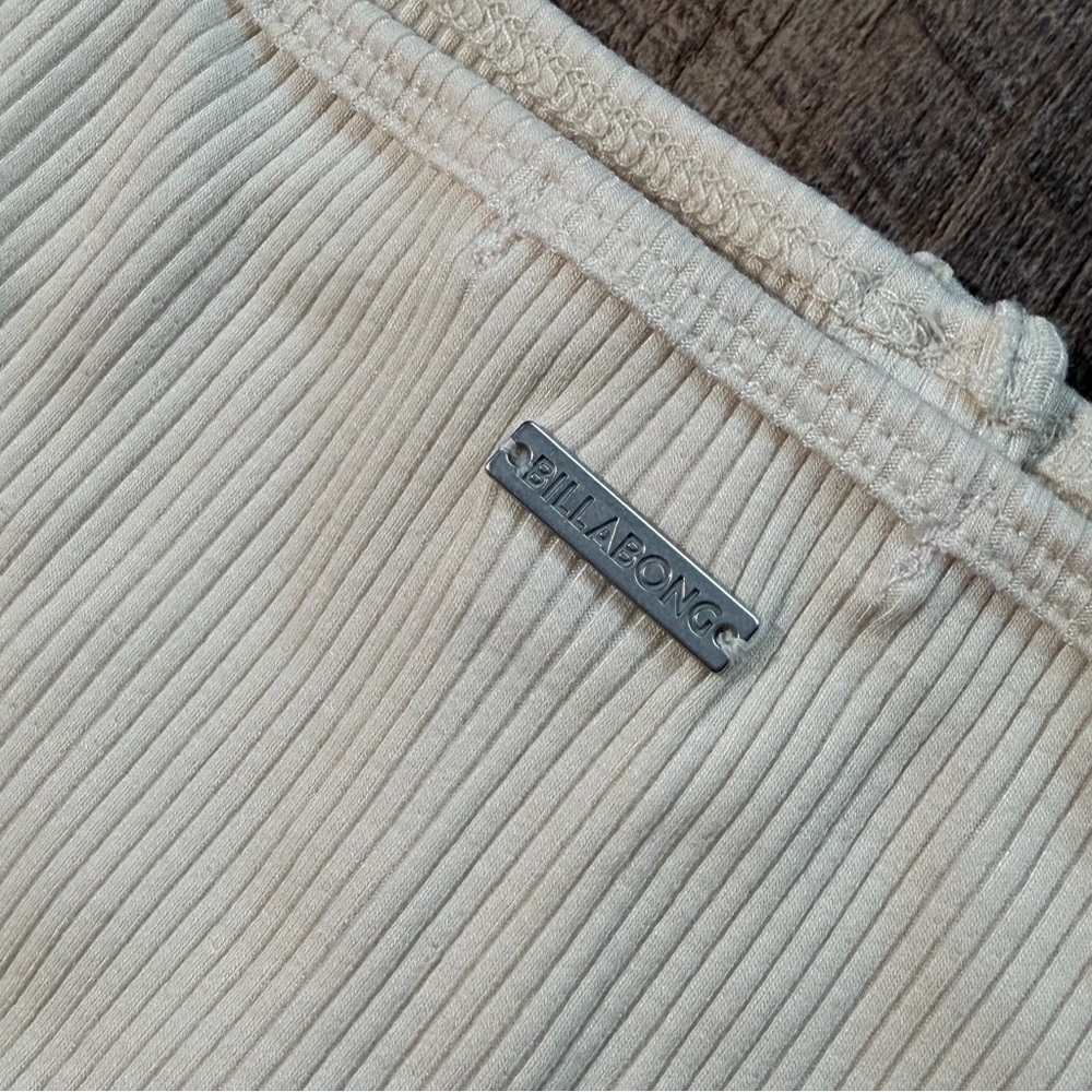 Billabong Cream Ribbed Button-Up Crop Top - Picture 3 of 5
